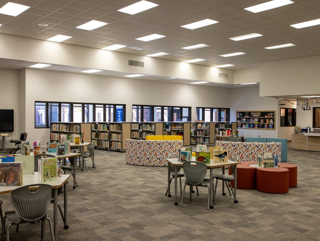 Oak Mountain Elementary School library renovation supported by Indian Springs Village funding